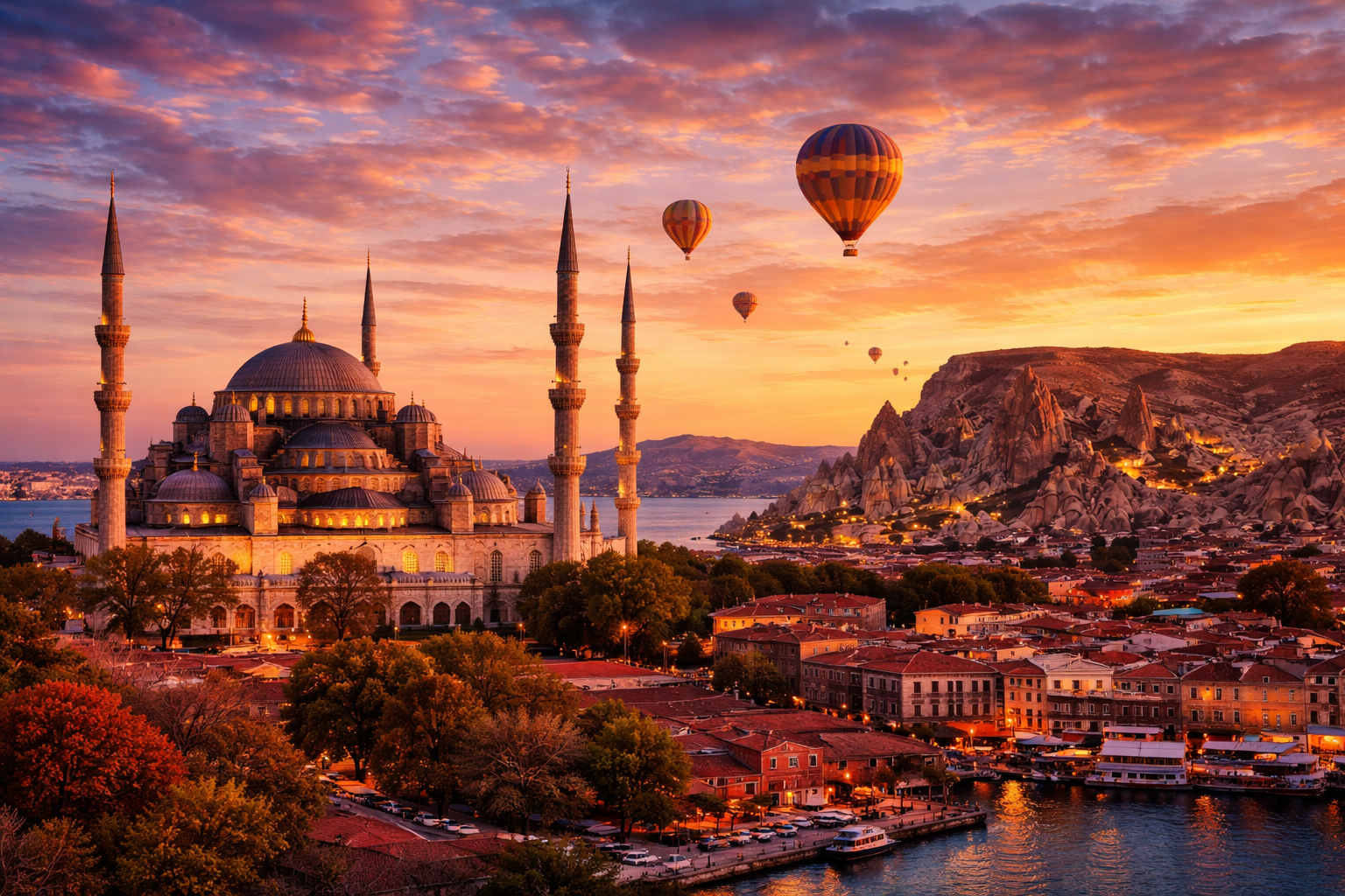 Istanbul Turkey — Hagia Sophia and Bosphorus at dusk